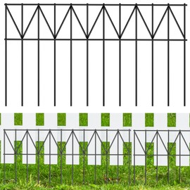 GRELWT 15 Pack 24"L x 15"H Animal Barrier Fence, Underground No Dig Fence, 5.5mm Galvanized Stakes with 2 inch Spacing, Metal Fence Panel for Outdoor Yard Patio, Total 30Ft(L) X 15in(H) Black