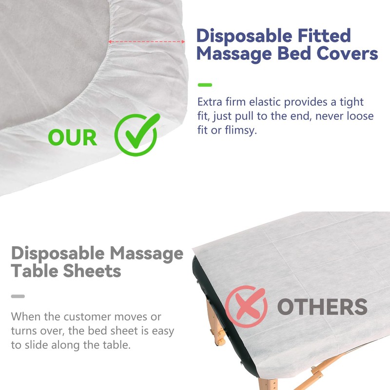 100PCS Disposable Fitted Massage Table Sheets, Heavy Duty Elastic Disposable