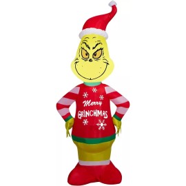 Gemmy 4' Airblown Inflatable Grinch with Ugly Christmas Sweater Christmas Decor Gemmy