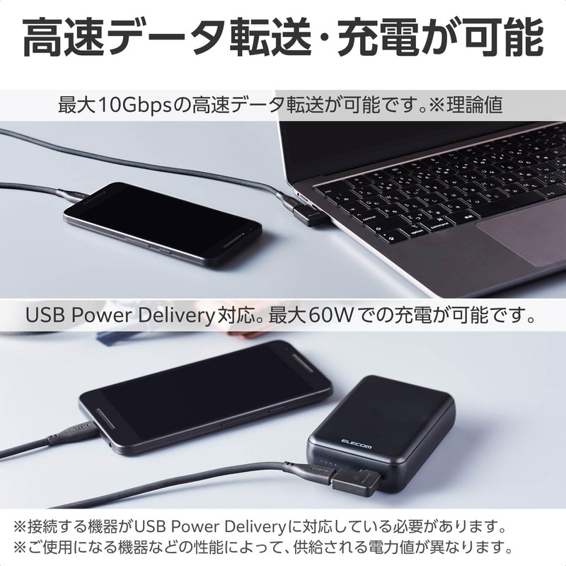 Elecom Type-C Adapter, L-Shaped Horizontal USB-C to C Converter, USB3.2