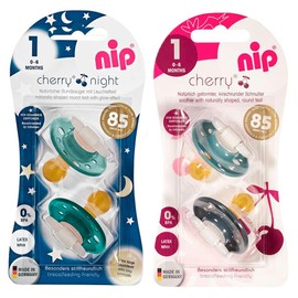 NIP Cherry Round Dummy Day & Night Set of 4 / Size 1 0-6 Months / Light Green & Turquoise + Blue & Turquoise Glow in the Dark