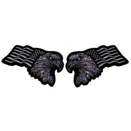 Silver Eagle US Flag Patches Set of 2 - Iron on Patch - 4 inches