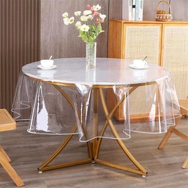 Plastic Table Cover, Waterproof Thick Table Cloth, Heat-resistant Clear Table Protectors for Dining Room Tables, Oil Proof Transparent PVC Table Protector for Kitchen Cafe Party (Circular-150)