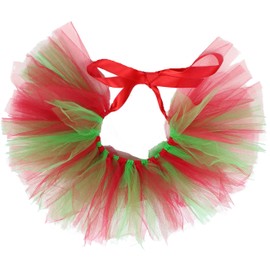 Pawpatu Handcrafted Red and Green Christmas Colors Mesh Tutu for Dogs
