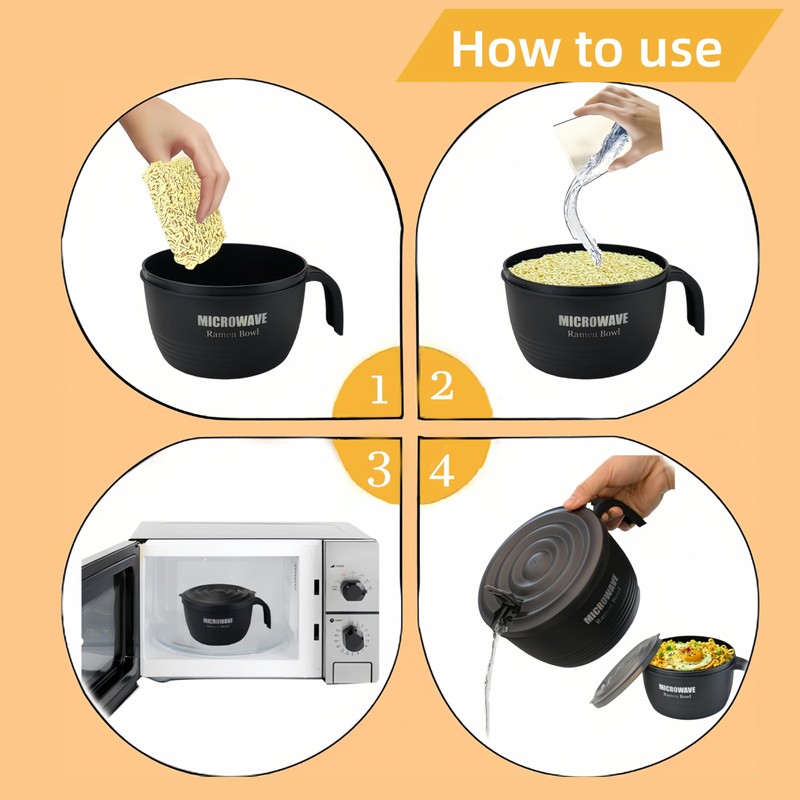 Layron 2 Sets Microwave Ramen Cooker Bowl 45 oz Instant