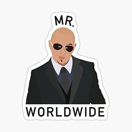 Pitbull Mr Worldwide Sticker - Sticker Graphic - Auto, Wall, Laptop, Cell, Truck Sticker for Windows, Cars, Trucks