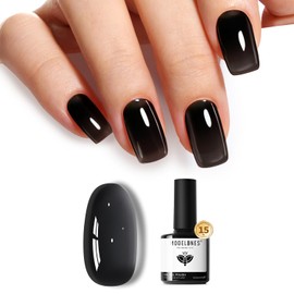 modelones Jelly Gel Nail Polish Black Sheer Neutral Translucent Black Gel Polish Soak Off U V LED Nail Lamp Glassy 15 ML