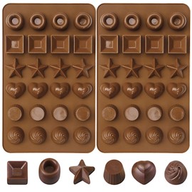Chocolate Molds Silicone 2Pcs Cute Candy Molds 24 Cavities Deep Chocolate Candy Mold for Baking Bite Size Peanut Butter Cup Mold Ice Jello Soap Mold for Handmade Chocolate