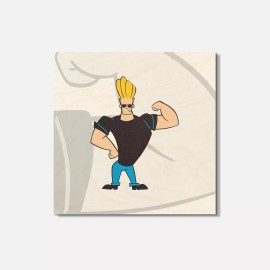 Unbranded Johnny Bravo Cartoon Muscle 4'' X 4'' Square Wooden Coaster