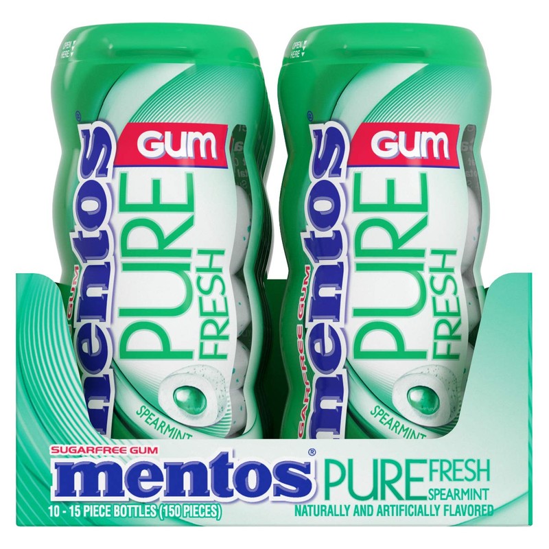 Mentos Pure Fresh Sugar-Free Chewing Gum with Xylitol, Spearmint, 15