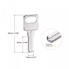 sourcing map Key Blanks, 24mm Length 1 Slot Brass New Uncut Replacement Accessories 10 Pcs