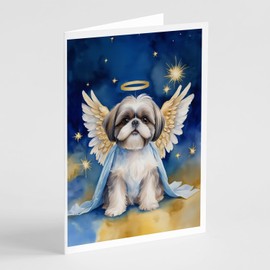 Caroline's Treasures Shih Tzu My Angel Greeting Cards Pack of 8 Blank Cards with Envelopes Whimsical A7 Size 5x7 Blank Note Cards