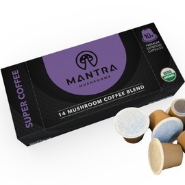 Organic Mushroom Coffee Espresso Pods - 10 Pack | 14 Mushroom Coffee Blend with Lions Mane and Adaptogens | Fits Original *Nespresso Machines | Everyday Coffee Superfood