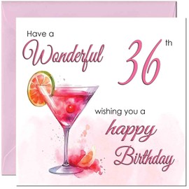 36th Birthday Card for Women - Ladies Elegant Birthday Cards for 36 year old woman thirty six, thirty sixth Daughter Friend Niece Granddaughter Wife Girlfriend Girls Mum Aunt for her