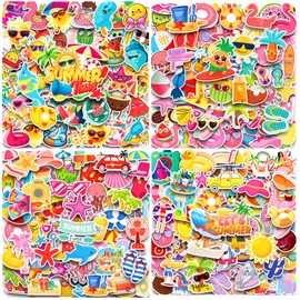 205 PCS Summer Stickers for Kids, Beach Hawaiian Vacation Waterproof Beach Happy Summer Vinyl Stickers for Water Bottles Laptop Skateboard Luggage Computer