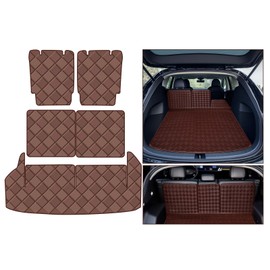 Cargo Mat Compatible with Toyota Highlander 2008-2013 Trunk Mat + 2ND&3RD Row Rear Backrest Mat Accessories，All Weather Premium Leather Car Trunk Liner Cover Protector