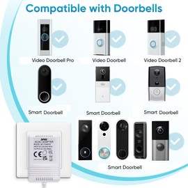24 Volt 500 mA Doorbell Transformer Compatible with Ring, Nest, Wyze Doorbell, C-Wire Adapter for Nest, Ecobee, Sensi, Thermostat 8 m Cable Largo