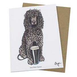 Irish Water Spaniel Cartoon Dog Greeting Card