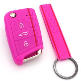 Finest Folia Schlssel Hlle + Keytag VB fr 3 Tasten Auto Schlssel Silikon Cover von Finest-Folia (Neon Pink)