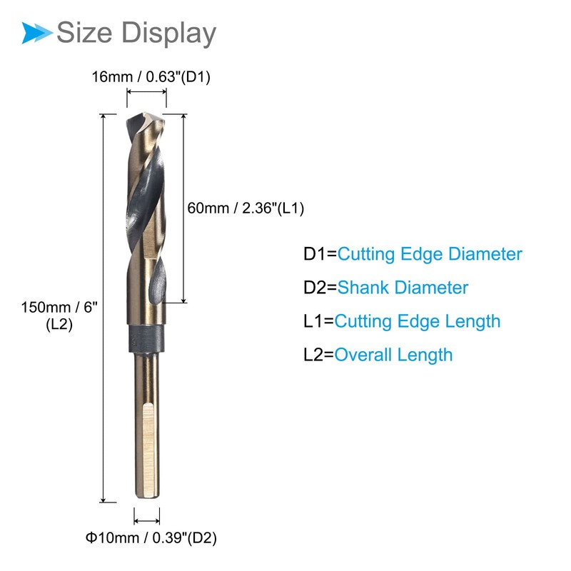 CoCud Reducing Shank Twist Drill Bit 16mm Cutting Edge Titanium