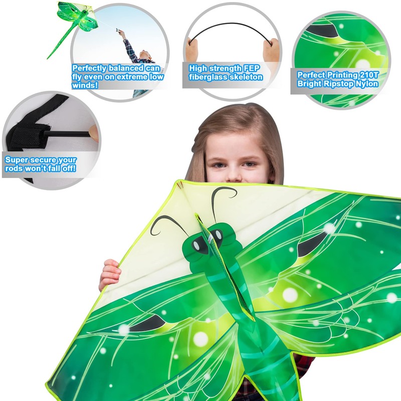 3 Pack Large Kites - Butterfly Delta Dragonfly Kites Easy