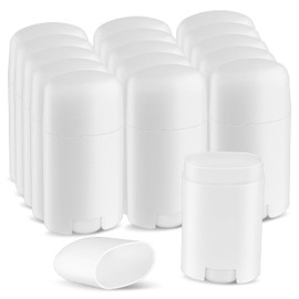 DMuuuDM 15 Pack 1.7 oz/50ml Plastic Deodorant Containers,Empty Round Twist-Up Solid Stick Tube Applicators Container for Deodorant,Shaving Soap Stick,Heel Lip Balm,Solid Lotion Bars-Top Filling,White