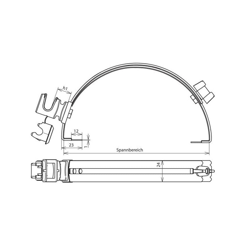 204129 Stretching Taper Holder Cable Snap 36 mm Grey NIRO