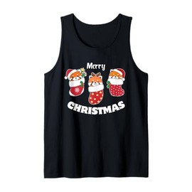 Cute Red Pandas In Christmas Stockings For Christmas Red Tank Top