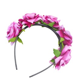 PACKOVE Dark Pink Rose Hair Band Creative Women Headdress Lightweight Bridal Headwrap for Wedding Photography and Special Occasions