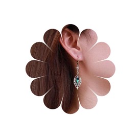 Allereyae Vintage Crystal Emerald Leaf Dangle Earrings Green Rhinestone Leaf Drop Earrings Green Cz Leaf Earrings Crystal Leaf Hoop Earrings Jewelry for Women