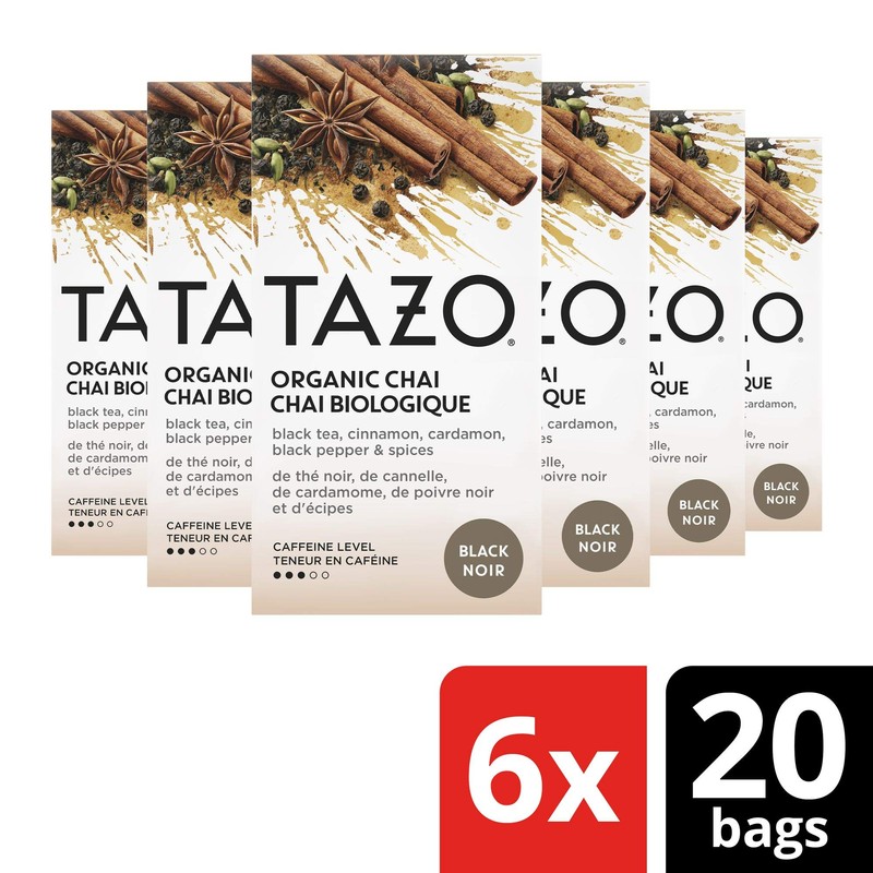 Tazo Organic Chai Black Tea Bags, 20 Count (Pack of