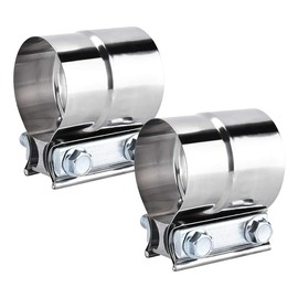 DecoHongDi 2.5 Inch Exhaust Clamps 2 Packs,2 1/2in Lap Joint Band Clamp 304 Stainless Steel for Muffler Pipe Repair,Catalytic Converters