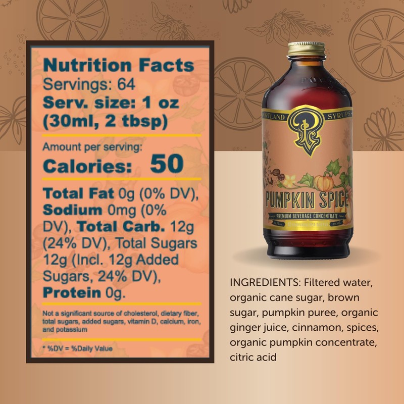 Portland Syrups Pumpkin Spice - Drink Mix for Exceptional Cocktails,