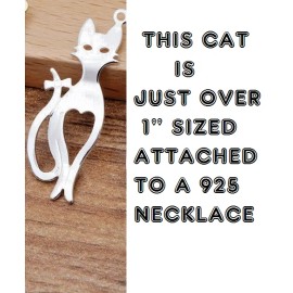 Fashion Jewelry CAT HEART LOVE Charm 925 Sterling Silver 22" Chain Women