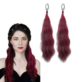 XnxnzhHo 2 Pack Ponytail Extension with Hair Tie for Women, 17 inch Black Red Natural Wig Curly Ponytail, Women's Daily Accessories Ponytail Wig