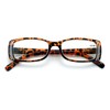V.W.E. Women Rectangular Rhinestones Reading Glasses - Fashion Leopard Clear