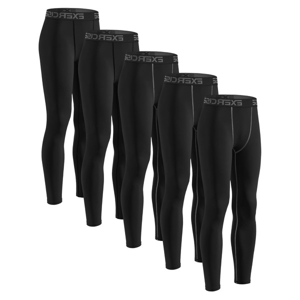 Celfaeree 5 Packs Boys Compression Leggings, Youth Compression Pants Tights,