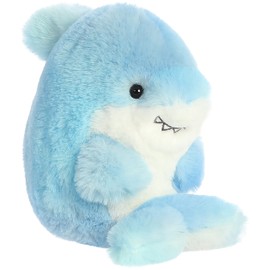 Aurora® Round Rolly Pet™ Sutton Shark™ Stuffed Animal - Adorable Companions - On-The-Go Fun - Blue 5 Inches
