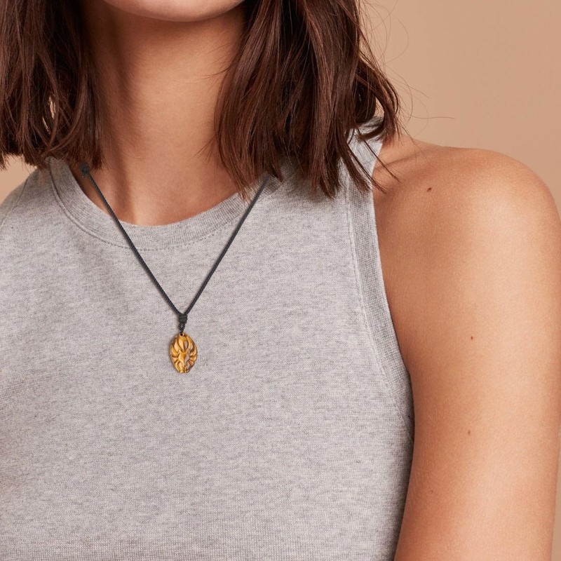 COAI Tiger Eye Nine Tailed Fox Necklace for Women Men