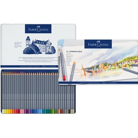 Faber-Castell 114636 - Aquarellstifte Goldfaber, 36-teiliges Buntstifte Set, bruchsicher, vollständig wasservermalbar
