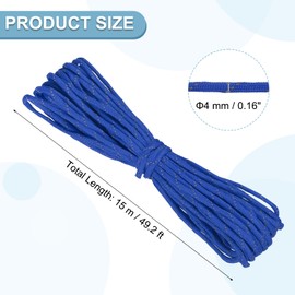 YELARXI Reflective Fluorescent Paracord Rope 4mm 49 ft for Camping (Sapphire Blue)