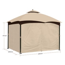 SCOCANOPY Light Beige 10' x 12' Gazebo Privacy Curtain Set for Lowe's Allen Roth 10X12 Gazebo Model #GF-12S004B-1 / GF-12S004BTO/ TPGAZ17-002