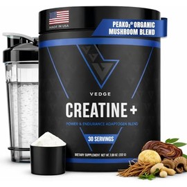 Vedge Nutrition Creatine   Vegan Plant-Based Creatine Monohydrate Powder  Energy, Performance  Function  Ergogenic Aids for Athletes  Unflavored, 30  