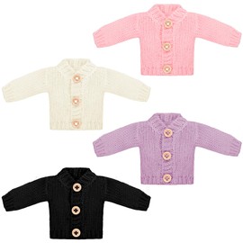 Bencailor 4 Pcs Doll Clothes 11.5 Inch Girl Boy Doll Accessories Christmas Clothes Hoodie Sweater Set Knitted Clothing for Elf Doll Decor (Cardigan)