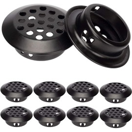Air Vents 1Inch(25mm),1 2/5Inch（35mm),2 1/9Inch (53mm) Circular Soffit Vent Stainless Steel Round Mesh Hole Louver Vent for Kitchen,Bathroom,Cabinet and Shoebox (Black, 10 Pack) (1 2/5Inch (35mm))