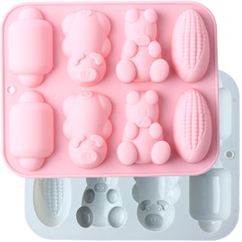 AIBOYA 8 Cavity Corn Pig Silicone Candy Molds For Chocolate Candy Set Of 2