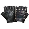 Prime Sports PrimeLeather Quality Real Leather Black Stud Fingerless Biker