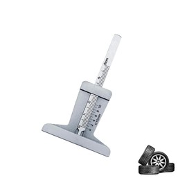 Tread Depth Gauge Stainless Steel Depth Gauge Tyre Tread Depth Gauge Tyre Tread Depth Indicator Car Tyre Tester Checker for Car Motorcycle Tyre Tread Depth (0-50 mm) - Silver