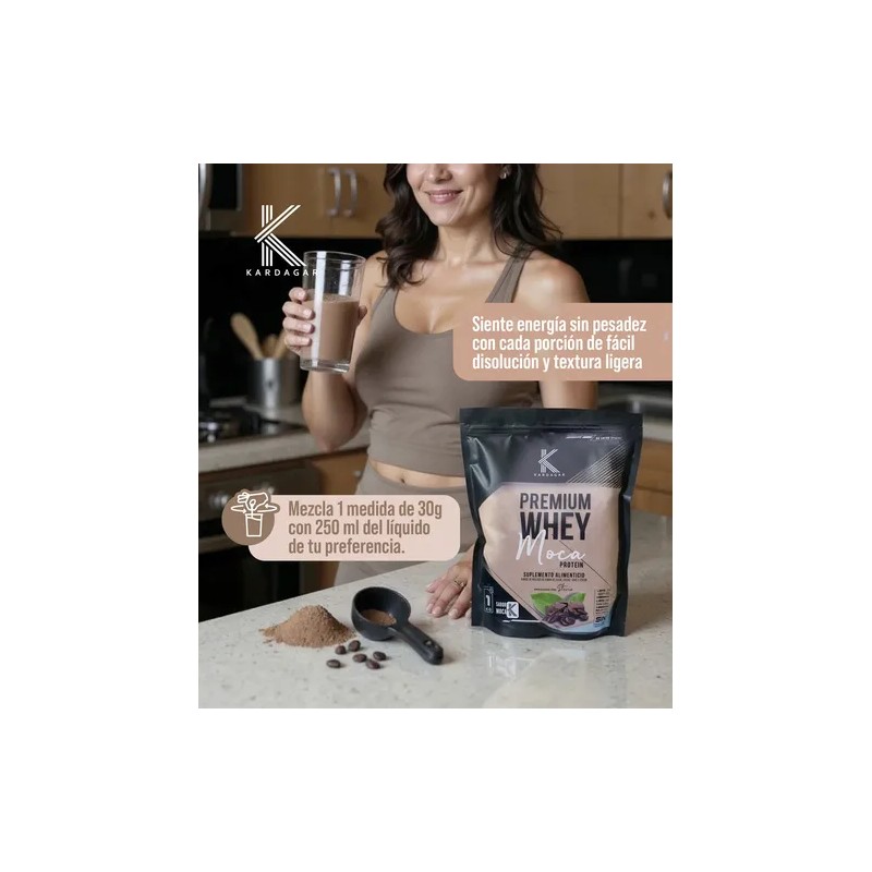 Proteína Whey Moca Kardagar De 1kg Rinde 33 Porciones 28gr