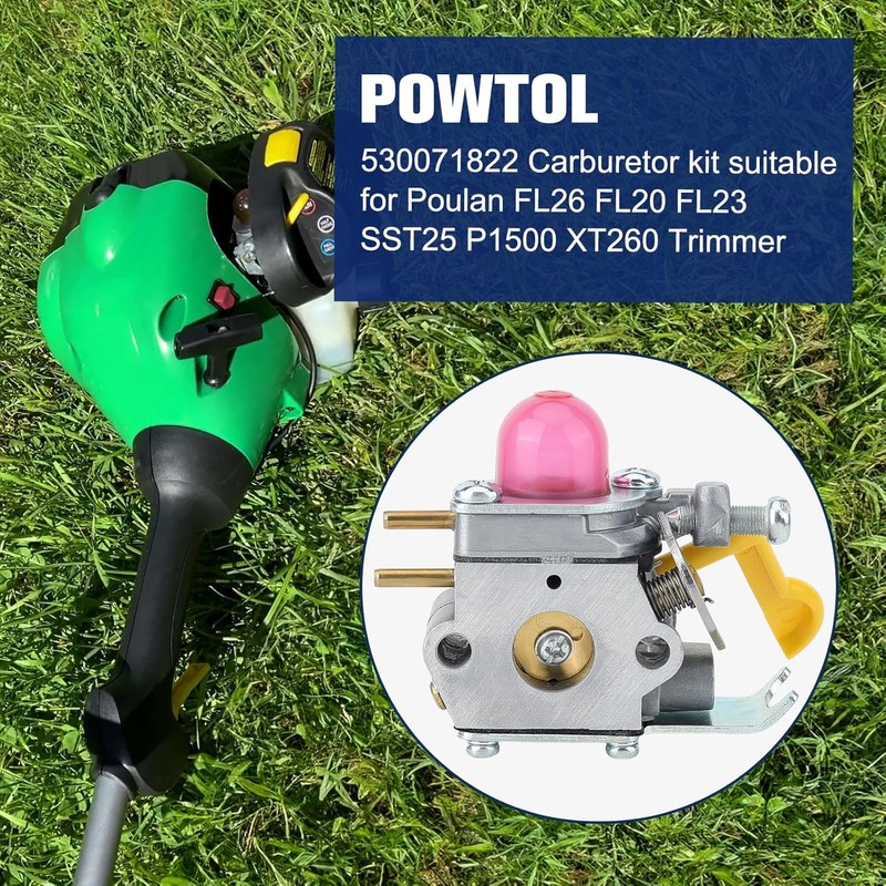 Powtol SST25 Carburetor for Poulan Weedeater Featherlite FL26 FL20 XT260